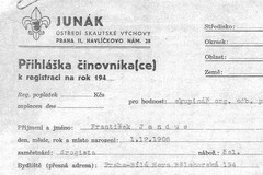 Přihláška činovníka z roku 1946